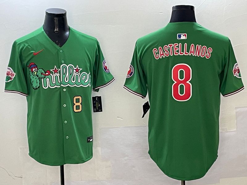 Men Philadelphia Phillies #8 Castellanos Green Three generations Joint Name Game 2025 Nike MLB Jersey style 4->philadelphia phillies->MLB Jersey